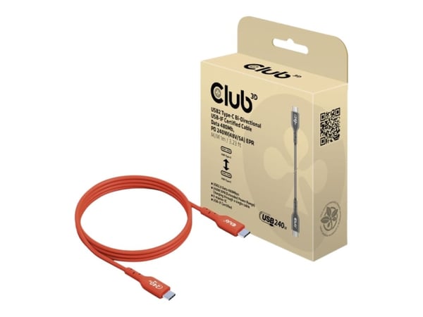 Club 3D USB 2.0 USB Type-C kabel 1m Rød Club 3D USB 2.0 USB Type-C kabel 1m Rød