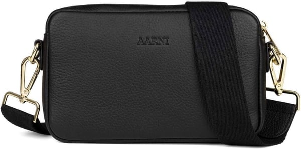 Aarni Crossbody Bag, svart, glidelås i gull