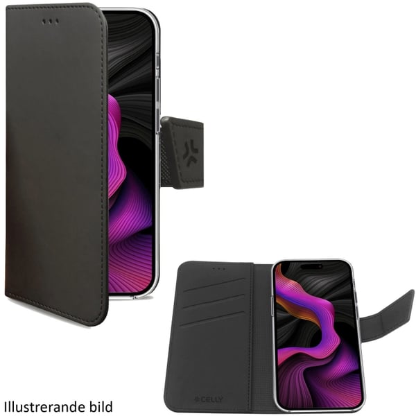 Celly Wally lommebokveske til iPhone 16 Plus svart
