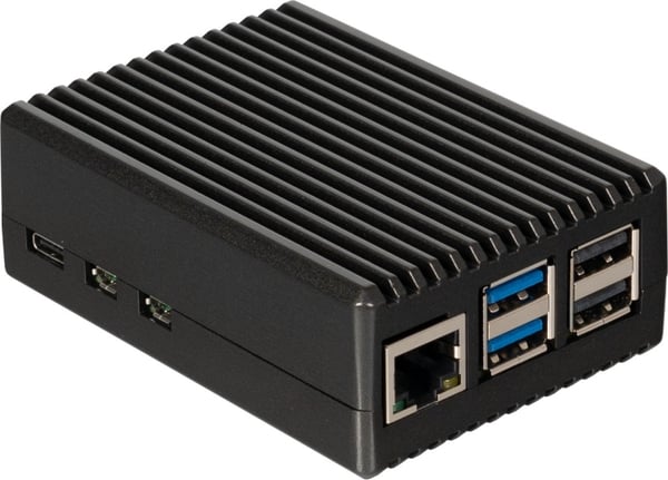 Raspberry Pi aluminiumskabinet med køleplade, Raspberry Pi 5 B, sort