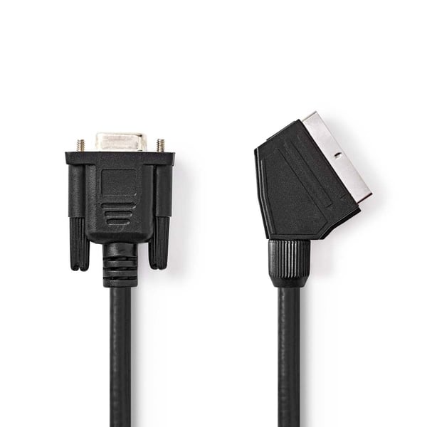 Nedis SCART-kabel | SCART Han | VGA Hun | Nikkelplateret | 480p | 2.00 m | Runde | PVC | Sort | Label