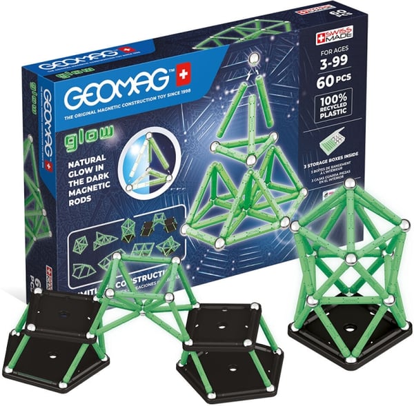 Geomag Glow Recycled magnetisk byggesæt, 60 dele