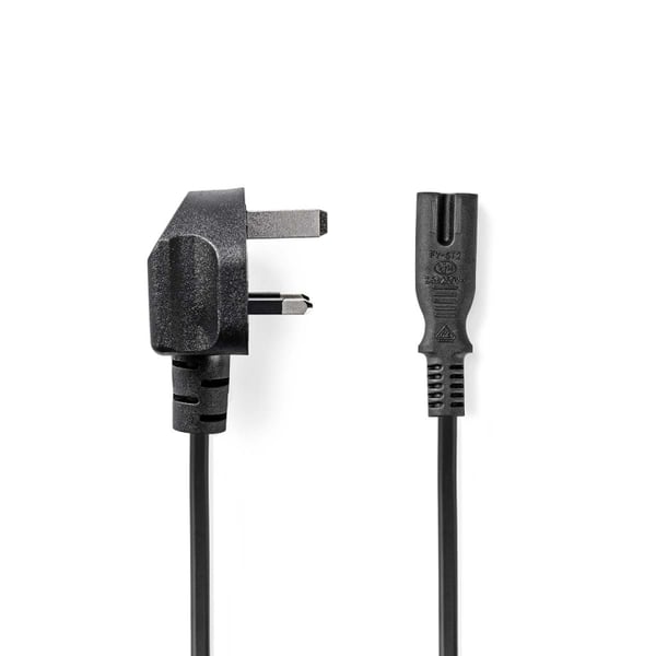 Nedis UK Strømkabel | UK Han | IEC-320-C7 | 2.00 m | Ja | 2 x 0.75 mm² | Kobber | Runde | Nikkelplateret | UK | PVC | Stik: UK / Type G | 250 V AC | 3