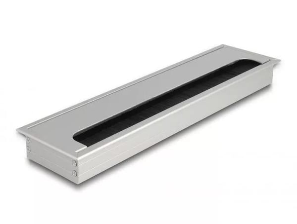 DeLOCK Kabelgjennomføring for bordmontering 300 x 80 x 28 mm sølv