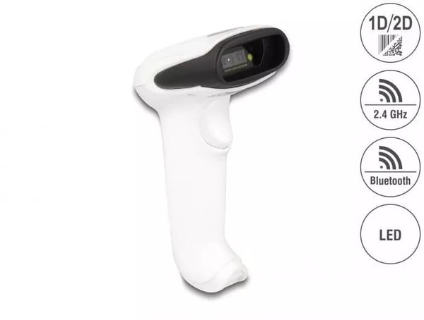 DeLOCK Strekkodeskanner 1D og 2D for 2,4 GHz, Bluetooth eller USB