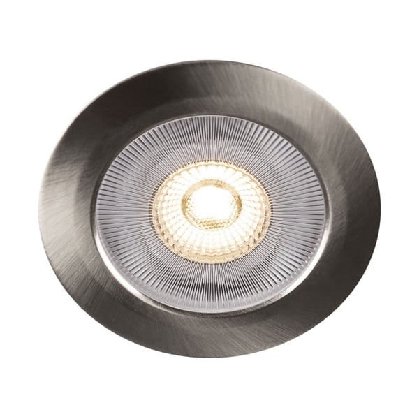 Llitt Alice 12V innfelt downlight 2700K IP44 340lm børstet stål 1-pk