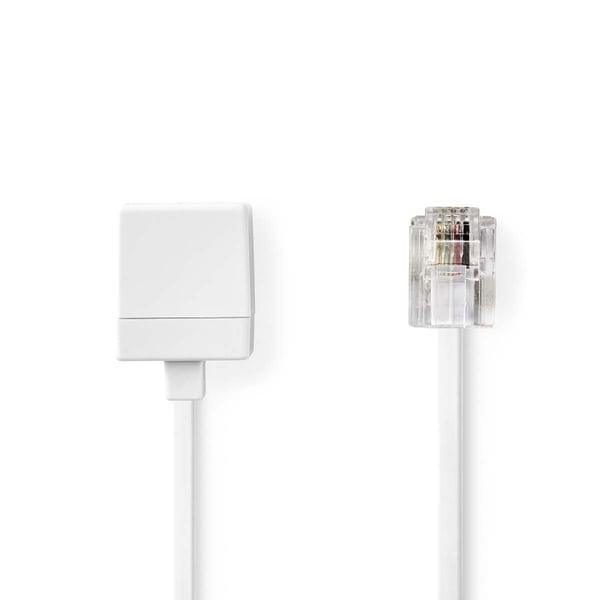 Nedis Telecom skjøtekabel | RJ11 Han | RJ11 Hun | 10.0 m | Kabelutforming: Flatt | Plettering: Gull belagt | Kabeltype: RJ11 | Hvit | Label