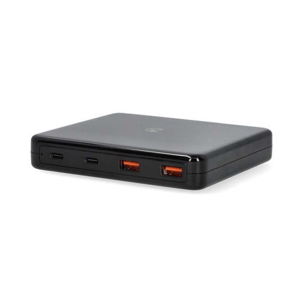 Nedis Pöytälaturi | GaN | 1.5 / 2.0 / 2.5 / 3.0 / 3.25 A A | Lähtöliitäntöjen määrä: 4 | USB-A / USB-C™ | Euro | 1.50 m | Automaattinen Jännitteen Val