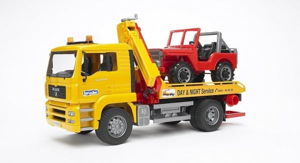 Bruder Man TGA Breakdowntruck med terrenggående kjøretøy (02750)