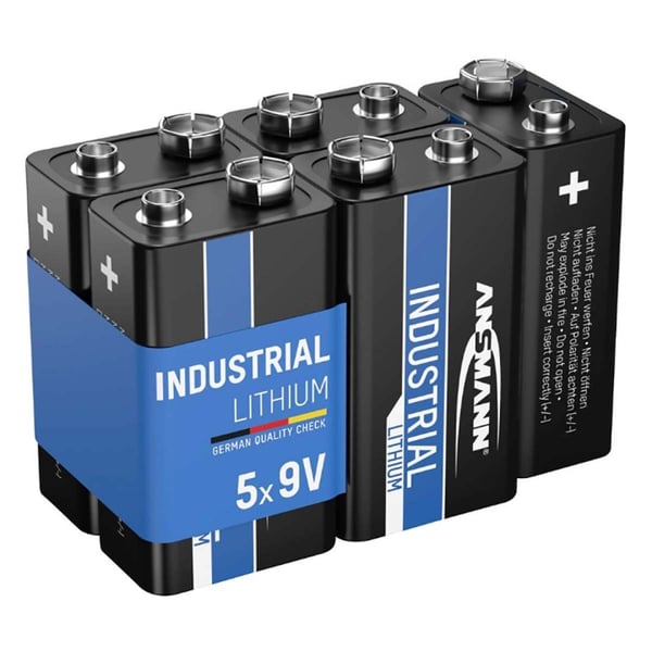 Ansmann 9V litiumbatteri for industrielt bruk, 5-pk