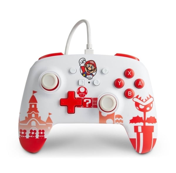 PowerA Parannettu langallinen ohjain Nintendo Switchille - Mario Red/White (punainen/valkoinen)