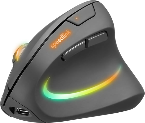Speedlink PIAVO PRO oppladbar, belyst, vertikal, ergonomisk mus - trådløs, gummi-svart
