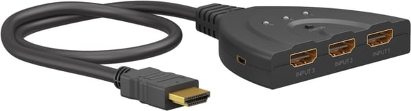 Goobay Manuell HDMI™-bryter 3 til 1 (4K @ 60 Hz) for å bytte mellom 3 x HDMI™-enheter koblet til 1 x HDMI™-skjerm