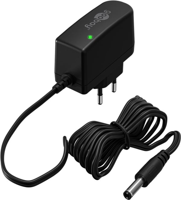 Goobay 12 V strømforsyning (7,2 W / 0,6 A) med senterpinne (hann) 5,5 mm x 2,1 mm