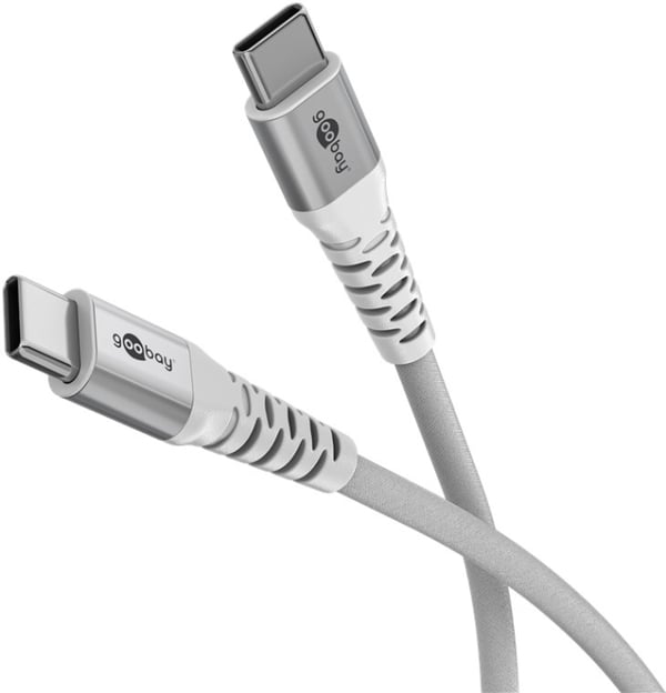 Goobay USB-C™ supermyk tekstilkabel med metallkontakter, 3 m, hvit Elegant og ekstra robust tilkoblingskabel for enheter med USB-C™-port