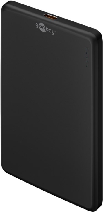 Goobay Magnetisk trådløs powerbank på 5 000 mAh festes magnetisk på baksiden av mobiltelefonen, perfekt for samtidig lading og telefonsamtaler