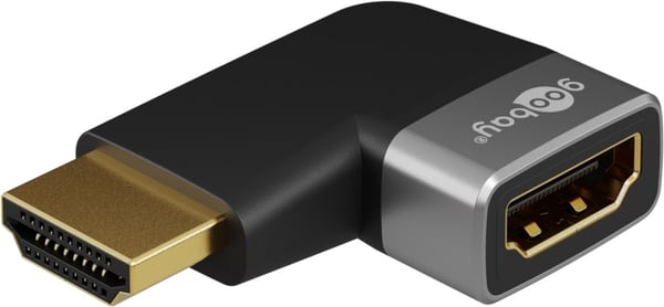 Goobay HDMI™ vinkeladapter 90° horisontal, 8K @ 60 Hz, guldpläterad HDMI™-uttag (typ A) > HDMI™ kontakt (typ A) 90 °