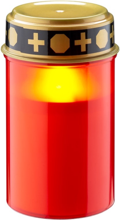 Goobay LED gravlys med timer, rød varmhvit (2400 K), batteridrevet (2x C/LR14), for innendørs og utendørs bruk (IP44)