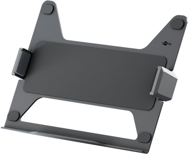 Goobay Deluxe laptopfäste för monitorarm, svart för bärbara datorer från 11,6 till 17,3 tum (29 - 44 cm), max. 9 kg, för montering på ett bildskärmsfä
