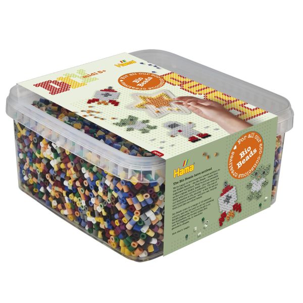 HAMA Beads Hama - BIO midi - 15 000 stk + 1 stjerneplate i bøtte (371900)