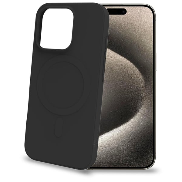 Celly Cromomag Soft rubber case MagSafe-kompatibelt iPhone 16 Pro Svart