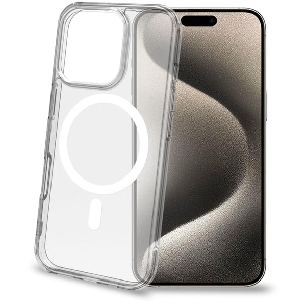 Celly Gelskinmag TPU-deksel MagSafe kompatibel iPhone 16 Pro Transparent