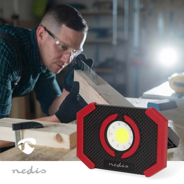 Nedis Work Lampe | 10 W | Batteri drevet | 5 V DC | Oppladningsbar | Lett varighet: 10 h | 1000 lm | Lysrekkevidde: 30 m