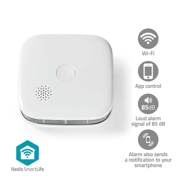 Nedis SmartLife Røykvarsler | Batteri drevet | Sensorlivssyklus: 10 år | EN 14604 | Maks. batteri levetid: 24 Måned | 85 dB | Hvit | 1 stk