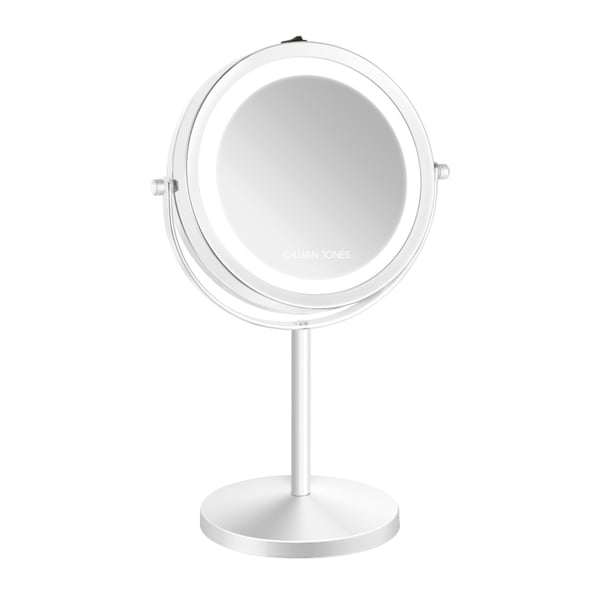 Gillian Jones Bordspejl med LED-lys og x10-forstørrelse - Hvid - 17,5 cm i diameter, 32 cm i højden