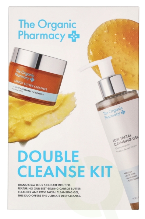 The Organic Pharmacy Double Cleanse Set 250 ml Carrot butter Cleanser 50 ml/Rose Facial Cleansing Gel 200 ml