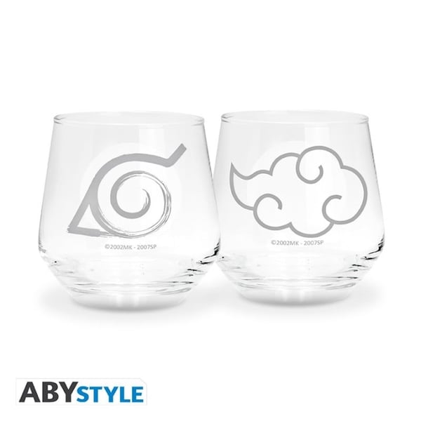 NARUTO SHIPPUDEN - 2 glass sett - Konoha & Akatsuki EUROPE x2