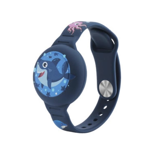OFKOZ Armbånd Apple Airtag Barn Vanntett Hai Blå