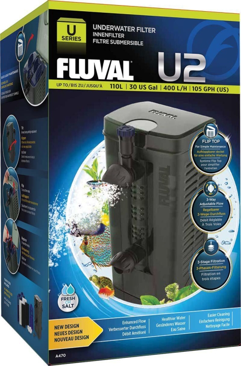 Fluval Innvendig filter U2 400L/H for akvarier <110L - (126.2470)