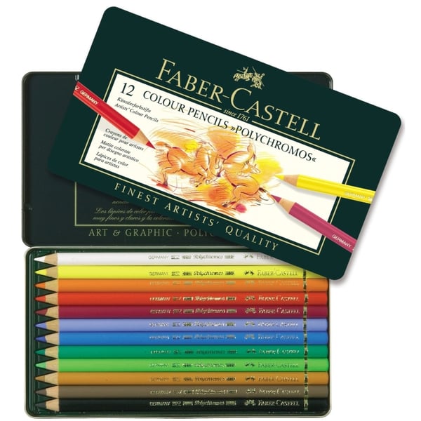 Faber-Castell Polychromos Fargeblyanter, boks med 12 stk