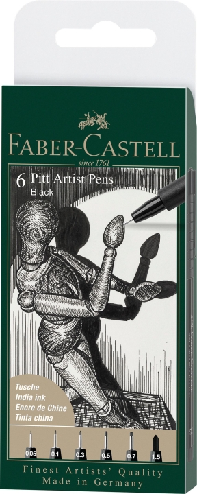 Faber-Castell Faber Castell - 6 pitt Artist Pen, pensel - Sort (167154)