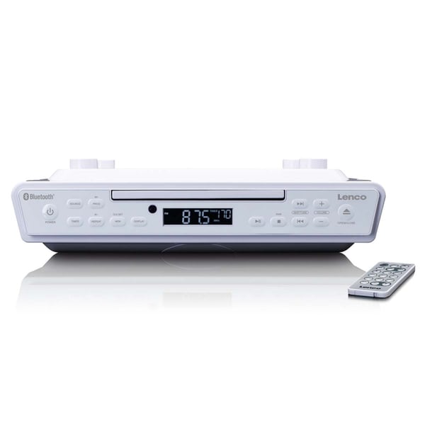 Lenco Kjøkkenklokkeradio med CD Bluetooth® og fjernkontroll Hvit