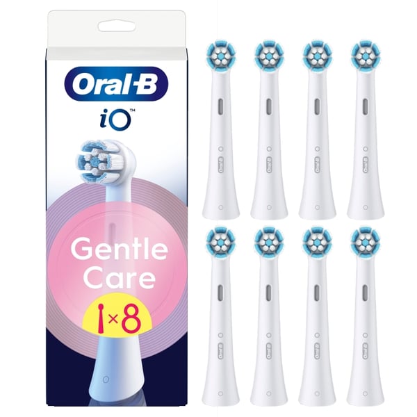 Oral B iO Series Gentle Care ersättningsborsthuvuden - vita - 8 st