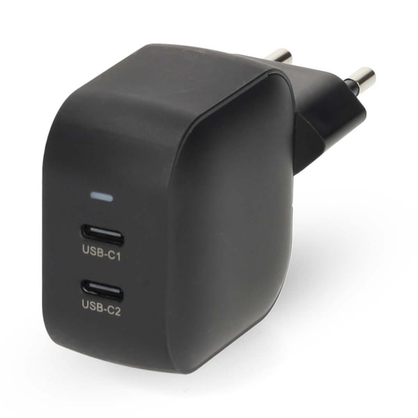 Nedis Vægoplader | 35 W | GaN | PD3.0 | 1.75 / 2.33 / 2.92 / 3.0 A | Antal output: 2 | 2x USB-C™ | Automatisk Valgt Spænding | Sort