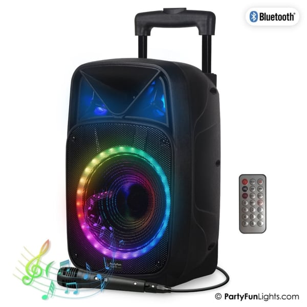 Party Fun Lights Karaoke-festhøjttaler med håndtag og hjul - (605603)