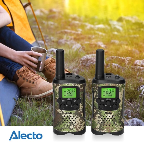 Alecto Walkie-Talkie-sett | 2 håndsett | Opp til 7 km | Frekvenskanaler: 8 | PTT / VOX | 24 timers standby | Hodetelefonutgang | Innebygd lommelykt | Alecto Walkie-Talkie-sett | 2 håndsett | Opp til 7 km | Frekvenskanaler: 8 | PTT / VOX | 24 timers standby | Hodetelefonutgang | Innebygd lommelykt |