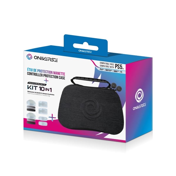 Oniverse Controller-etui med 10 tilbehør, 4 ringe + 6 silikonehætter - grå