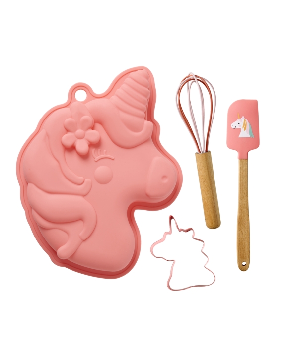 RICE Bagesæt Unicorn Love - Pink - Sæt med 4 stk