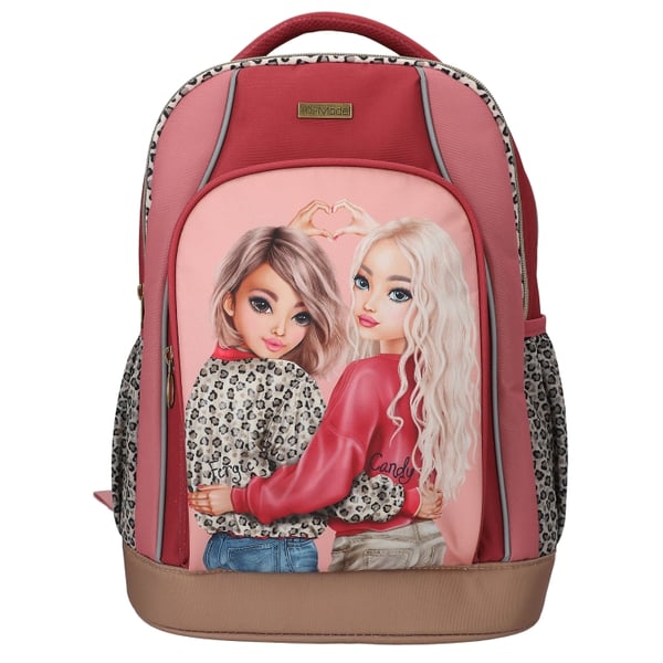 TOPModel Skolerygsæk LEOHEART - pink, bærrød, brun