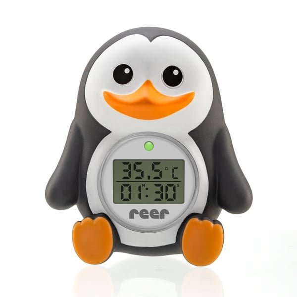 Reer Badetermometer Pingu - svart, hvit og oransje - 17 x 4,6 x 9,7 cm