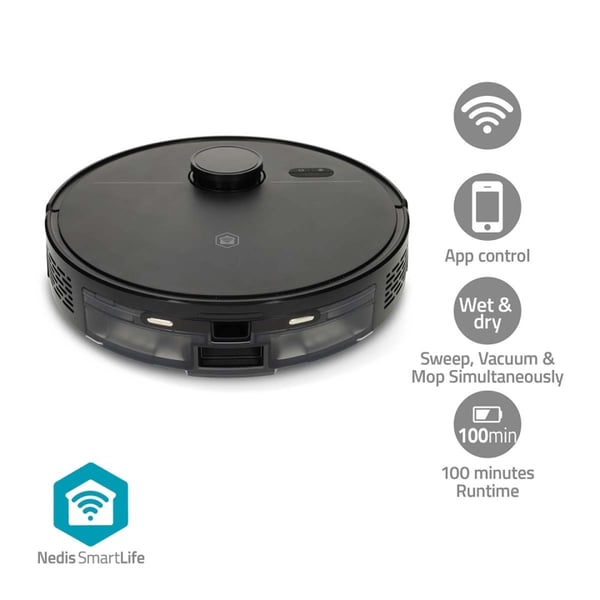 Nedis SmartLife Robot Støvsuger | Navigasjons metode: Lasernavigasjon | Wi-Fi | Kapasitet Collection Reservoir: 0.59 l | Automatsik lading | Maksimal