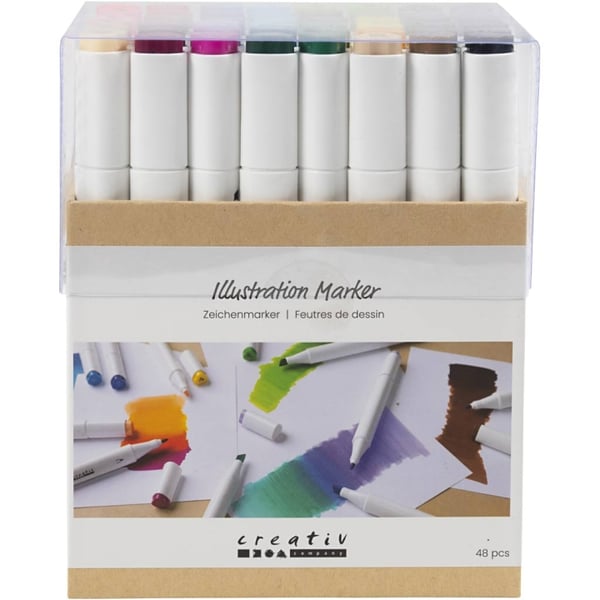 Creative Toys Creativ - Illustrasjonspenner, linje 1+8 mm, standardfarger, 48 stk/1 pakke - ()