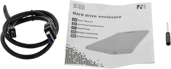 DELTACO eksternt kabinett for 1x2,5 SATA 6Gb/s-harddisk, USB3, sølv