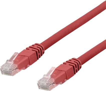DELTACO U/UTP Cat6 patchkabel, LSZH (Low smoke zero halogen), 0,3m, rö