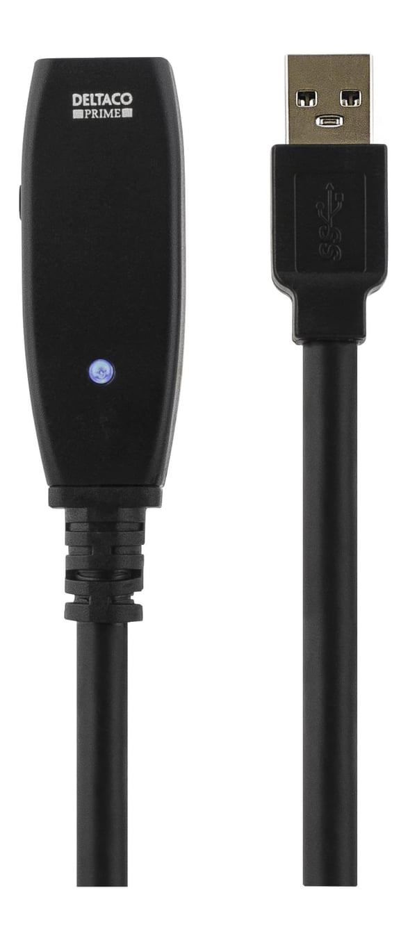 DELTACO aktiv USB 3.0-forlengelseskabel, Typ A ha - hu, 2m, blå