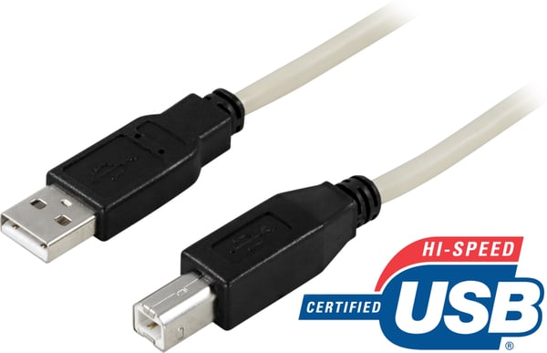 DELTACO USB 2.0 -kaapeli, Type A uros - Type B uros, 2m, beige